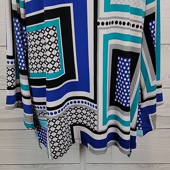 JM Collection geometric print tunic blouse Size XL - Picture 3 of 12